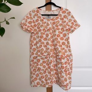 Orange cotton floral summer dress